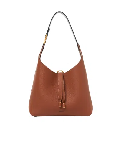 Chloé Small Marcie Leather Shoulder Bag In Brown