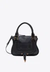Chloé Marcie Medium Leather Handbag With Removable Shoulder Strap In Black