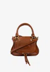 Chloé Marcie Small Double Carry Satchel Bag In Grained Leather In Brown
