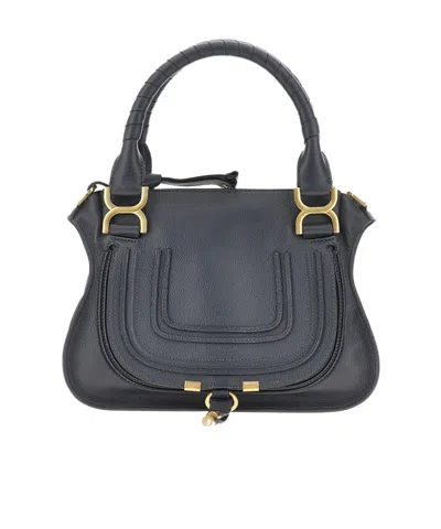 Chloé Small Marcie Leather Tote Bag In Blue