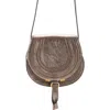 Chloé Small Marcie Metallic Leather Crossbody Bag In Shiny Grey