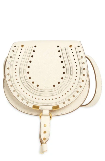 Chloé Small Marcie Perforated Leather Crossbody Bag In Misty Ivory
