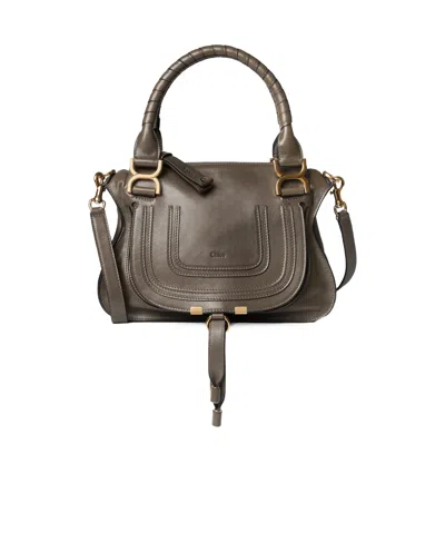 Chloé Small Marcie Polished Leather Bag In Brown