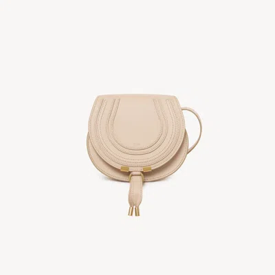 Chloé Small Marcie Saddle Bag In Grained Leather Pink Size Onesize 100% Calf-skin Leather