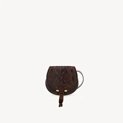 Chloé Small Marcie Saddle Bag In Python-effect Leather In Brown