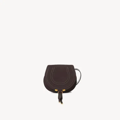Chloé Small Marcie Saddle Bag In Suede Leather In Brown