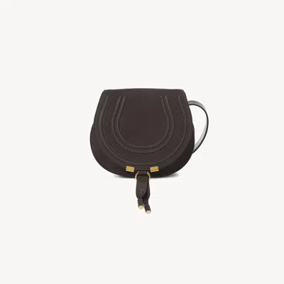 Chloé Small Marcie Saddle Bag In Suede Leather Brown Size Onesize 100% Calf-skin Leather