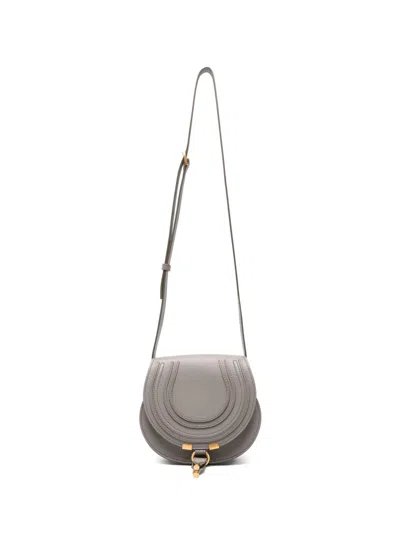 Chloé Small Marcie Saddle Cross Body Bag In Gray