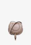 Chloé Small Glossy Leather Saddle Bag In Beige