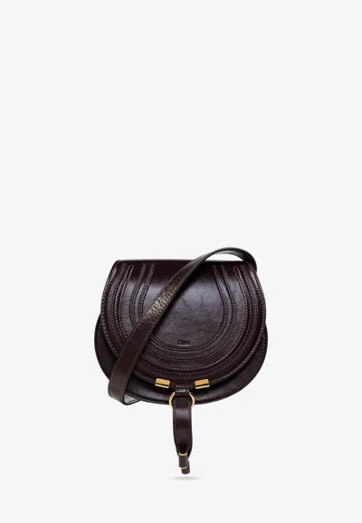 Chloé Burgundy Small Marcie Saddle Bag In Bordeaux