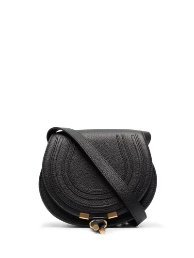 Chloé Small Marcie Saddle Bag In Grained Leather In Black