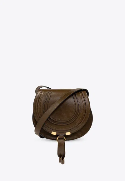 Chloé Small Marcie Saddle Leather Crossbody Bag In Brown