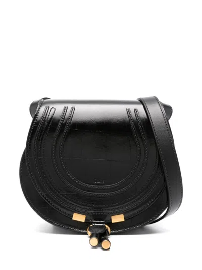 Chloé Small Marcie Saddle Shoulder Bag In Black