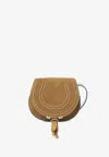 Chloé Small Marcie Saddle Suede Crossbody Bag In Brown