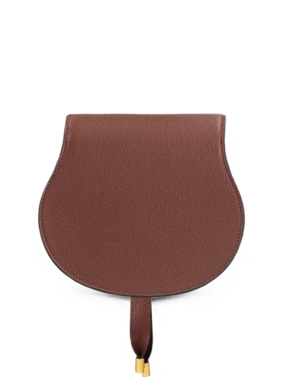Chloé Small Marcie Saddle-stitch Crossbody Bag In Brown