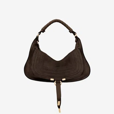 Chloé Chloè Small Marcie Shoulder Bag In Suede Leather In Brown