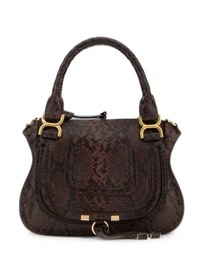 CHLOÉ SMALL MARCIE SNAKE-EFFECT LEATHER TOTE BAG