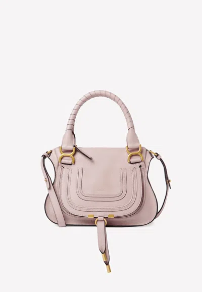 Chloé Small Marcie Top Handle Bag In Calf Leather In Lilac