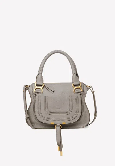 CHLOÉ SMALL MARCIE TOP HANDLE BAG IN GRAINED LEATHER,CHC21AS628F01053 Cashmere Grey