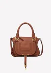Chloé Marcie Small Double Carry Satchel Bag In Grained Leather In Tan