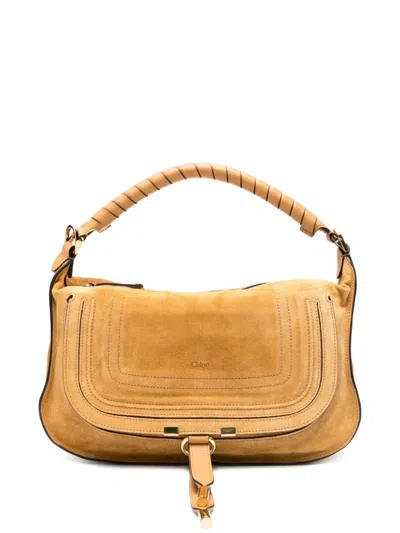 Chloé Small Marcie Topstitched-handle Tote Bag In Brown