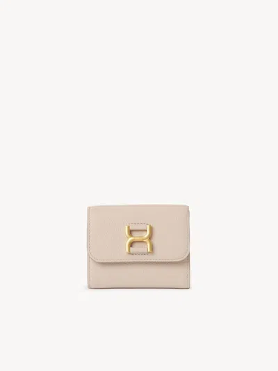 Chloé Petit Portefeuille À Trois Volets Marcie En Cuir Grainé Femme Rose Taille Onesize 100% Cuir De Veau In Pink