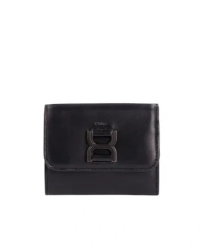 Chloé Small Marcie Tri-fold Leather Wallet In Black