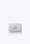 Chloé Marcie Long Wallet In Metallic Leather In Silver