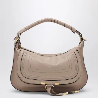 Chloé Small Marcie Wood Smoke Leather Bag In Gray