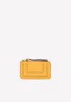 Chloé Small Marcie Zip Cardholder In Grained Leather In Mustard