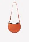 Chloé Small Mate Hobo Bag In Calf Leather In Orange