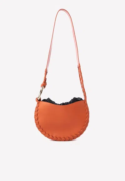 Chloé Small Mate Hobo Bag In Calf Leather In Orange