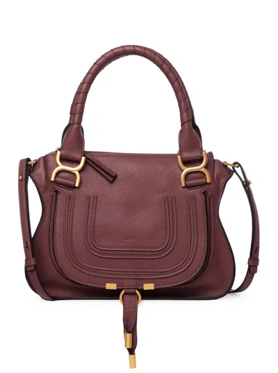 Chloé Small Mercie Bag In Granate Leather In Brown