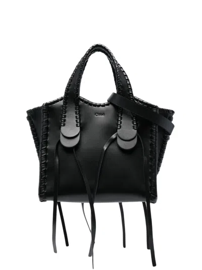 Chloé Small Mony Leather Tote Bag In Black