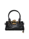 Chloé Paddington Black Shoulder Bag With Oversized Padlock And C-shaped Buckles In Grainy Leather Woman In Black