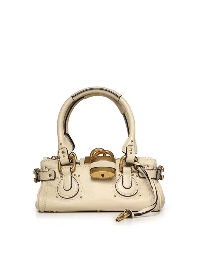 Chloé Small Paddington Bag In Grained Leather In White