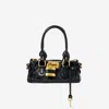 Chloé Paddington Black Shoulder Bag With Oversized Padlock And C-shaped Buckles In Grainy Leather Woman In Black