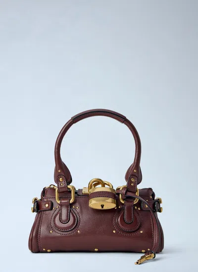 Chloé Small Paddington Chain Shoulder Bag In Burgundy