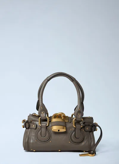Chloé Small Paddington Chain Shoulder Bag In Gray