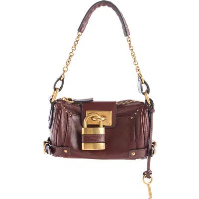 Chloé Small Paddington Leather Shoulder Bag In Burgundy