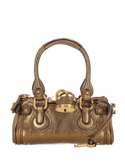 Chloé Paddington Embellished Crinkled-leather Tote In Brown