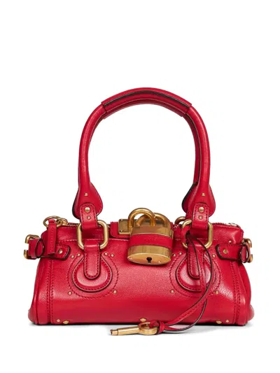 Chloé Small Paddington Leather Shoulder Bag In Red