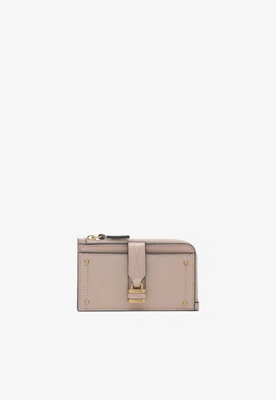Chloé Small Paddington Leather Zip Cardholder In Pink