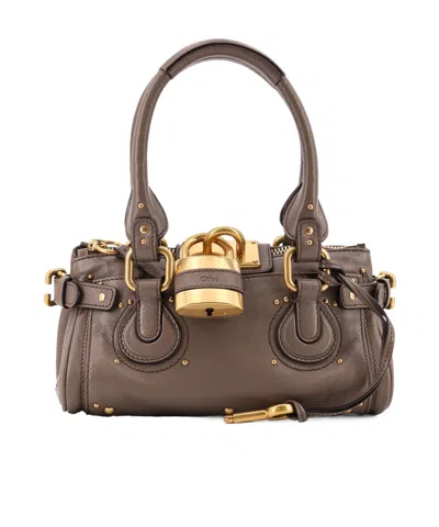 Chloé Small Paddington Letaher Tote Bag In Brown
