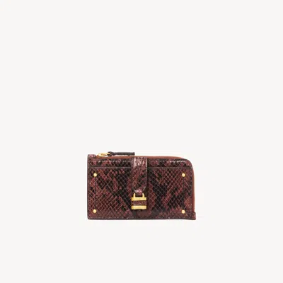Chloé Small Paddington Purse With Card Slots In Python-effect Leather In Burgundy