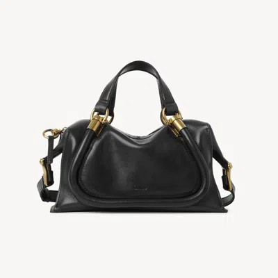 Chloé Petit Sac Paraty 24 En Cuir Brillant Femme Noir Taille Onesize 100% Cuir De Veau In Black