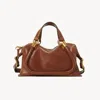 Chloé Paraty 24 Zip Shoulder Bag In Calfskin Leather In Brown