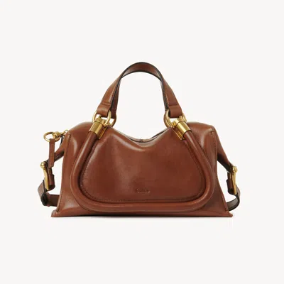 Chloé Paraty 24 Zip Shoulder Bag In Calfskin Leather In Brown