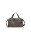 Chloé Paraty Leather Shoulder Bag With Structured Shape In Gray