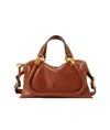 Chloé Small Paraty 24 Top Handle Bag In Shiny Leather In Brown